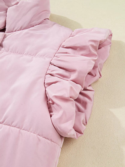 Flutter Sleeve Snap Button Puffer Vest - Detail View 5