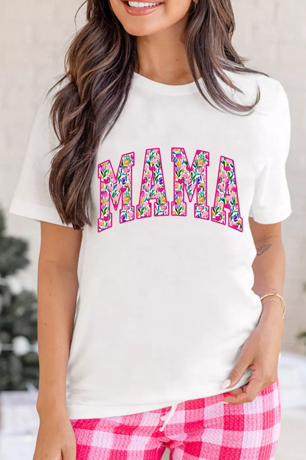 Mama Floral Print Graphic T-Shirt