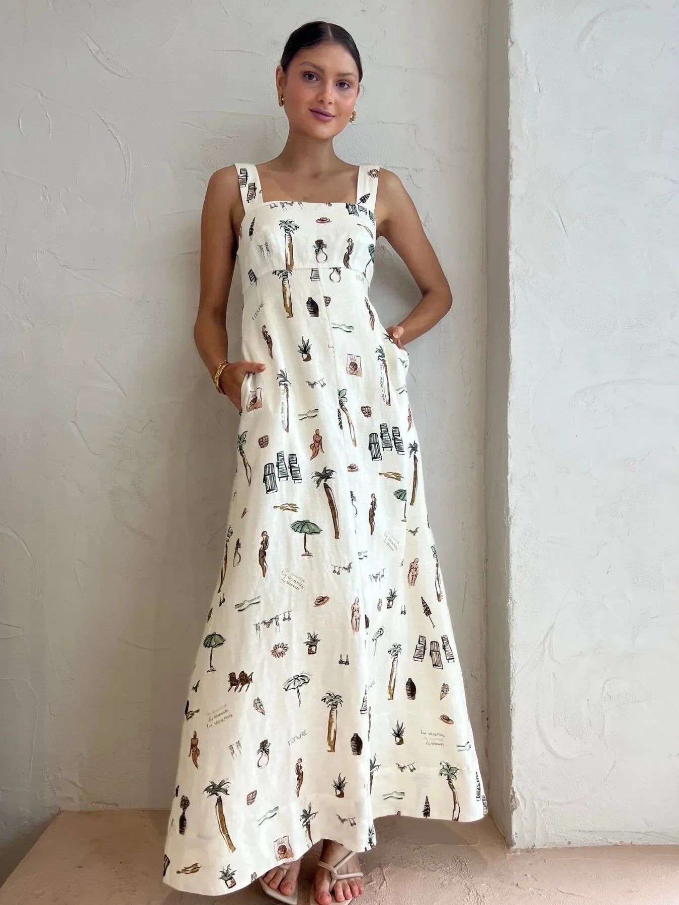 Riviera Reverie Maxi Dress with Pockets