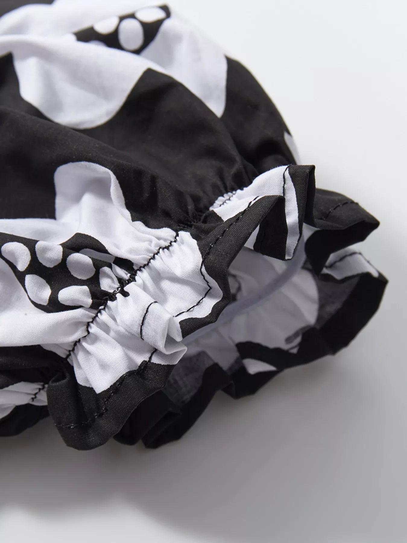 Black & White Floral Smocked Dress