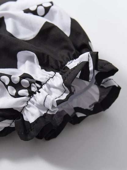 Black & White Floral Smocked Dress - Side View