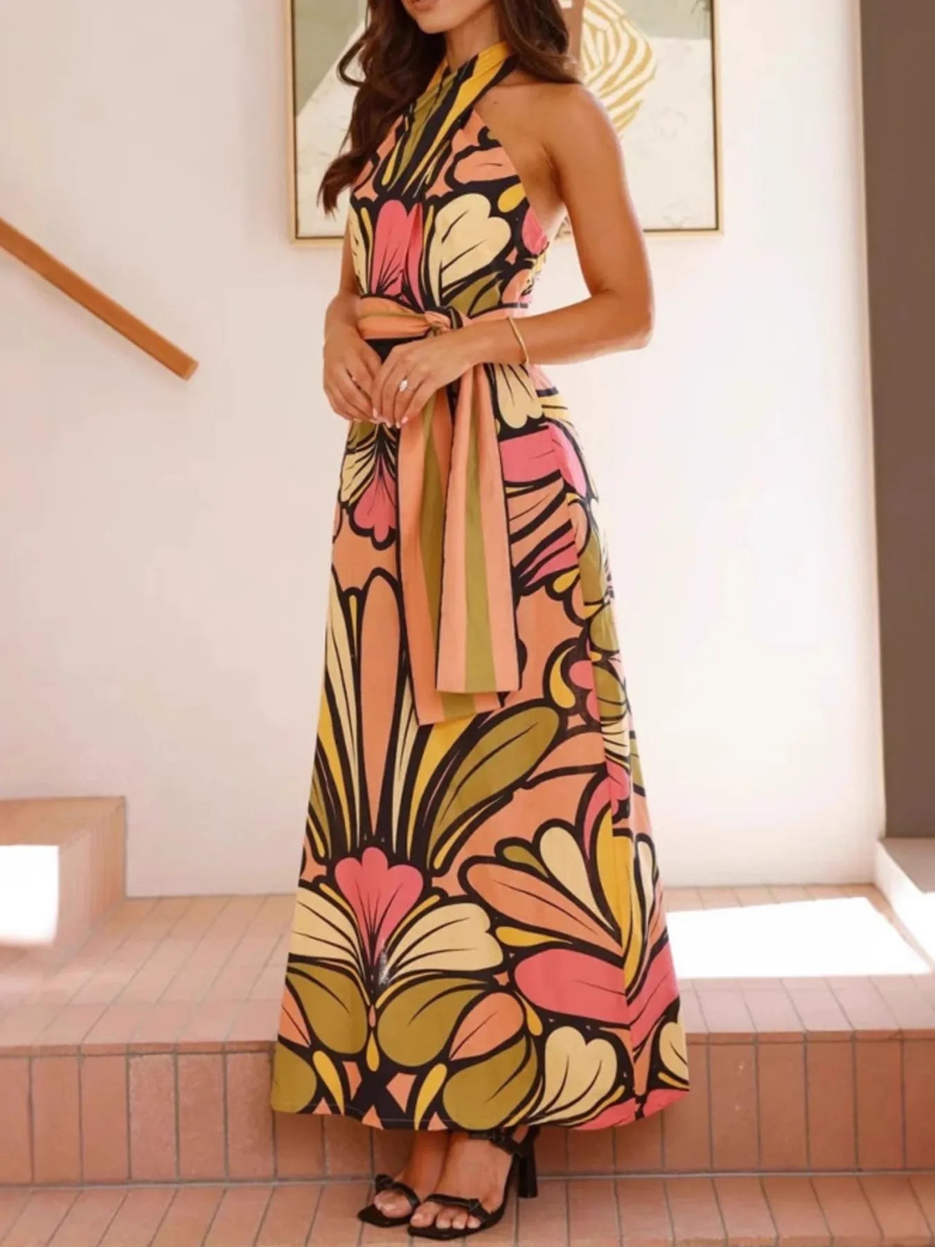 Mod Tropic Printed Halter Neck Maxi Dress