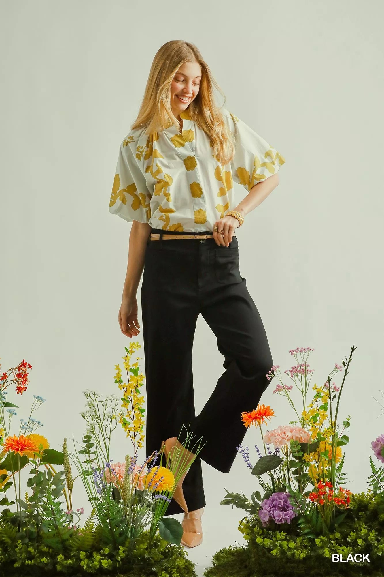 Favorite Button Stretched Pants - Front View