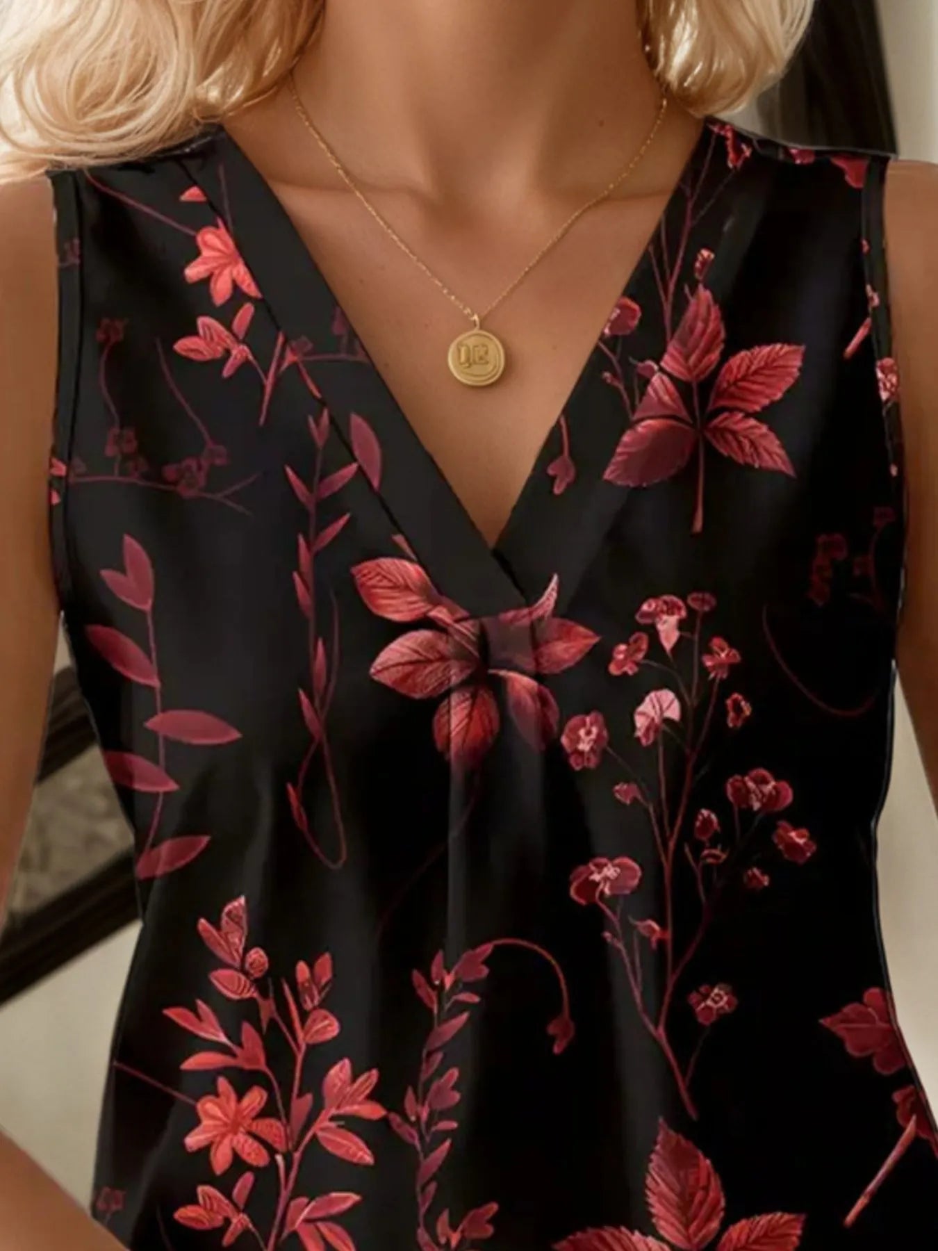 Versatile Printed V-Neck Top
