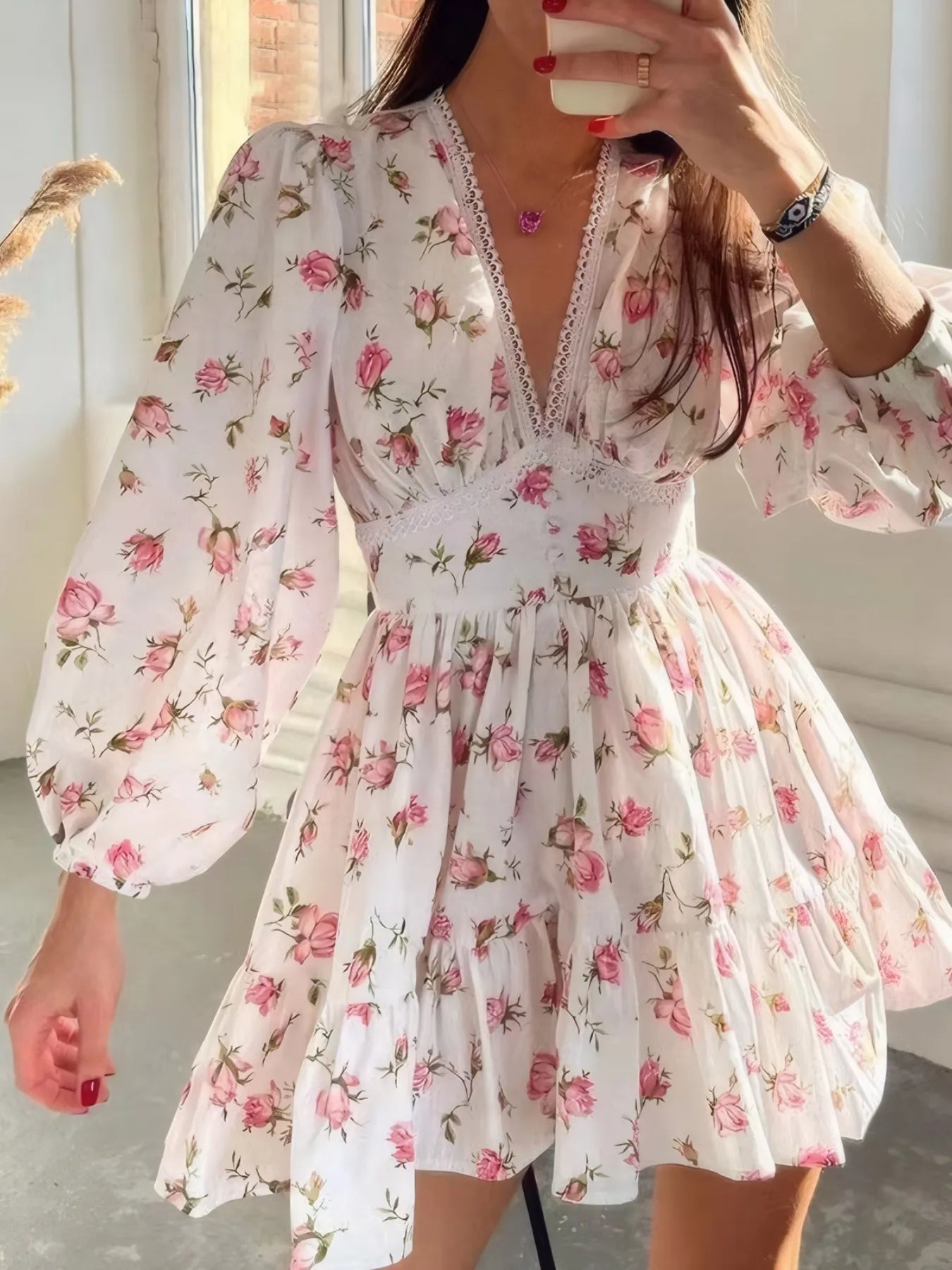 Flirty Floral Print Mini Dress