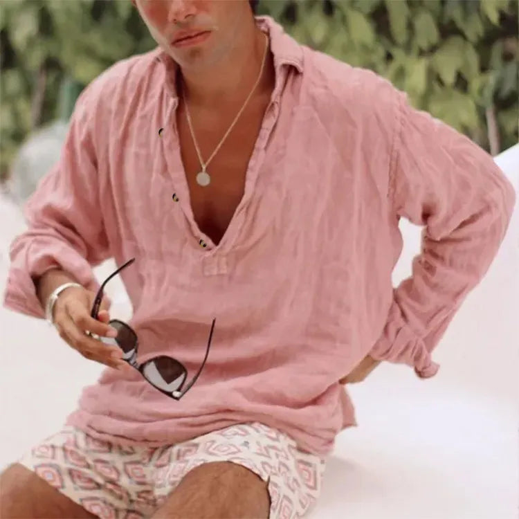 Men's Casual Linen Blend Shirt