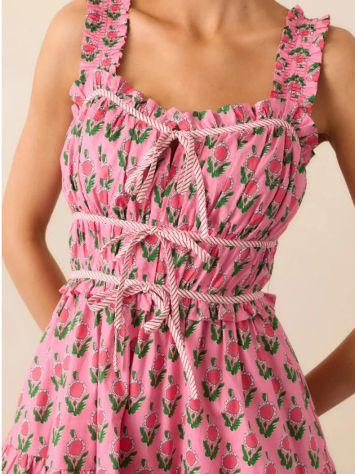 Southern Belle Pink Floral Midi Dress with Pockets