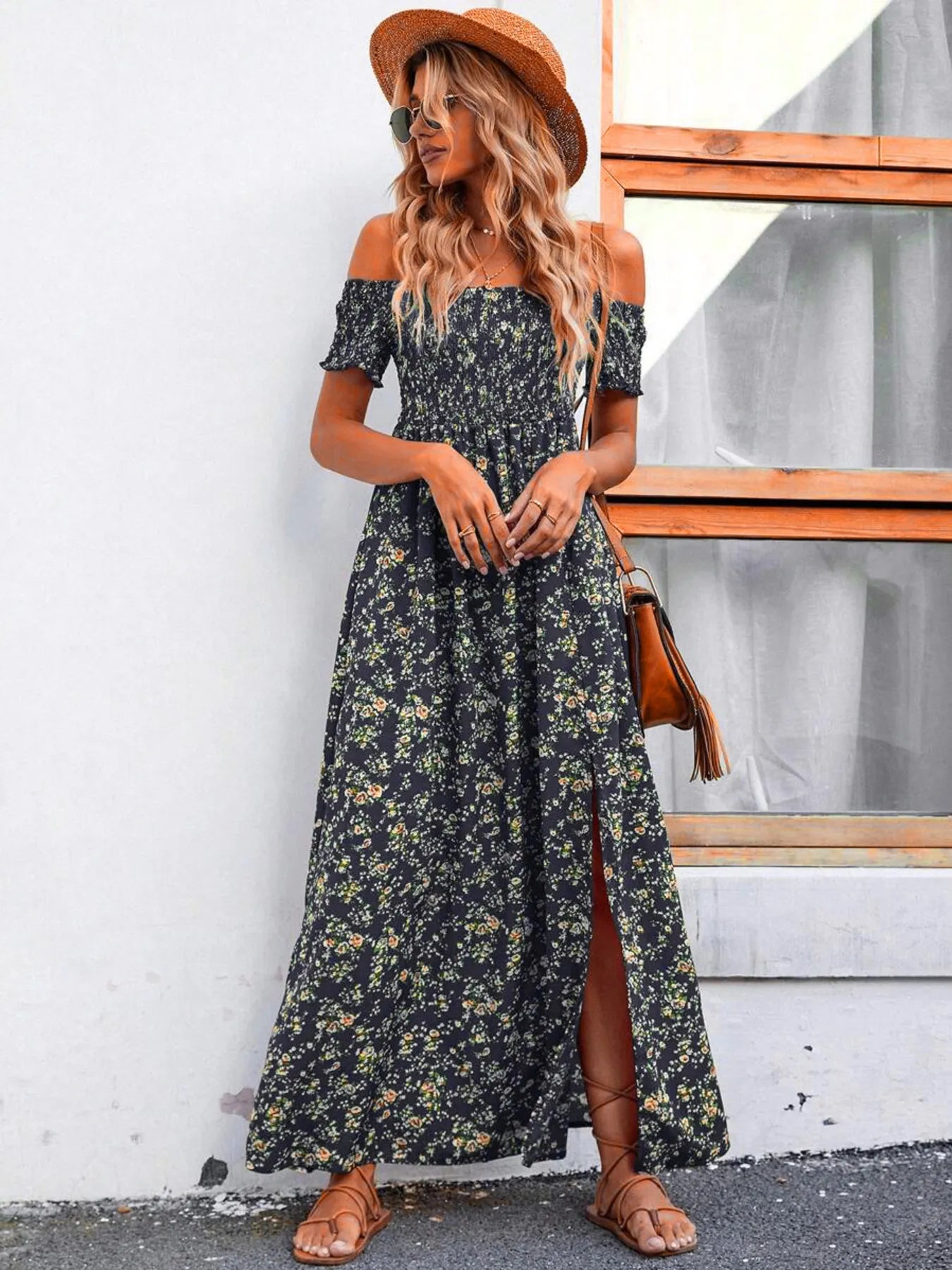 Off-Shoulder Floral Maxi Dress