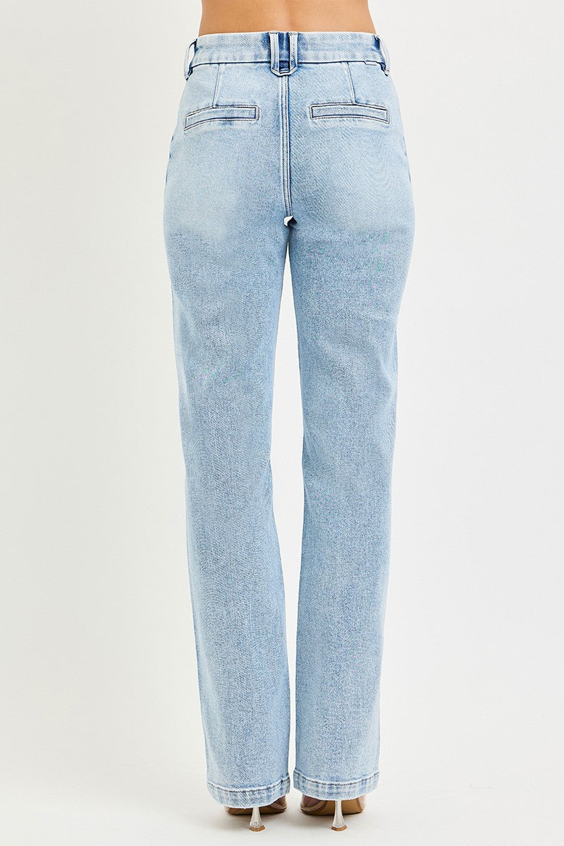 High Rise Pin Tuck Jeans