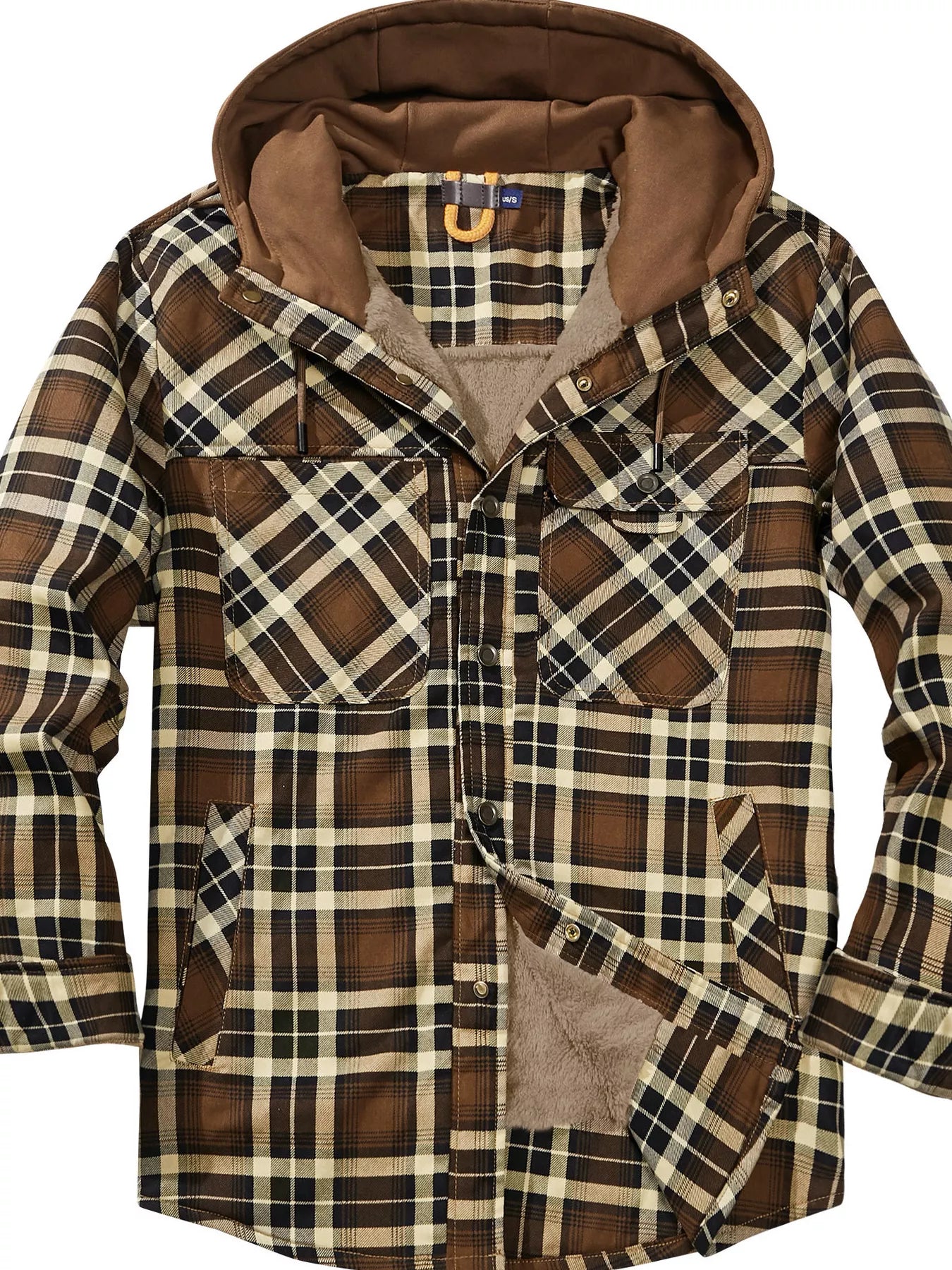 Men's Plaid Flannel Hooded Jacket