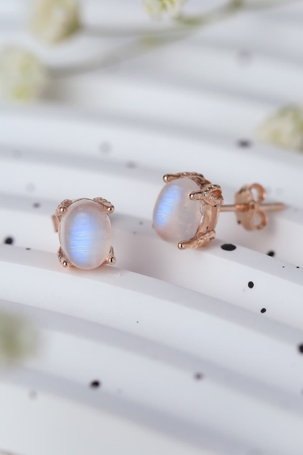 Natural Moonstone Stud Earrings