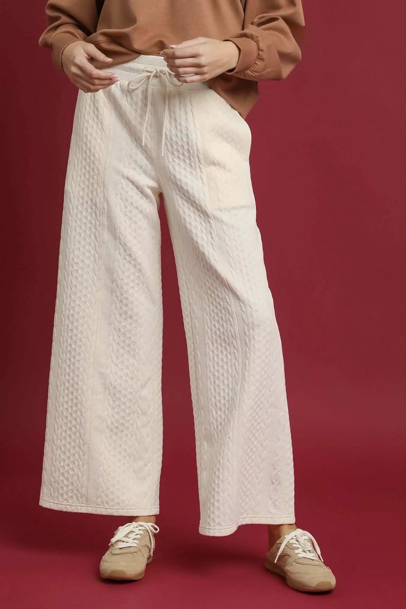 Cable Knit Wide Leg Pants