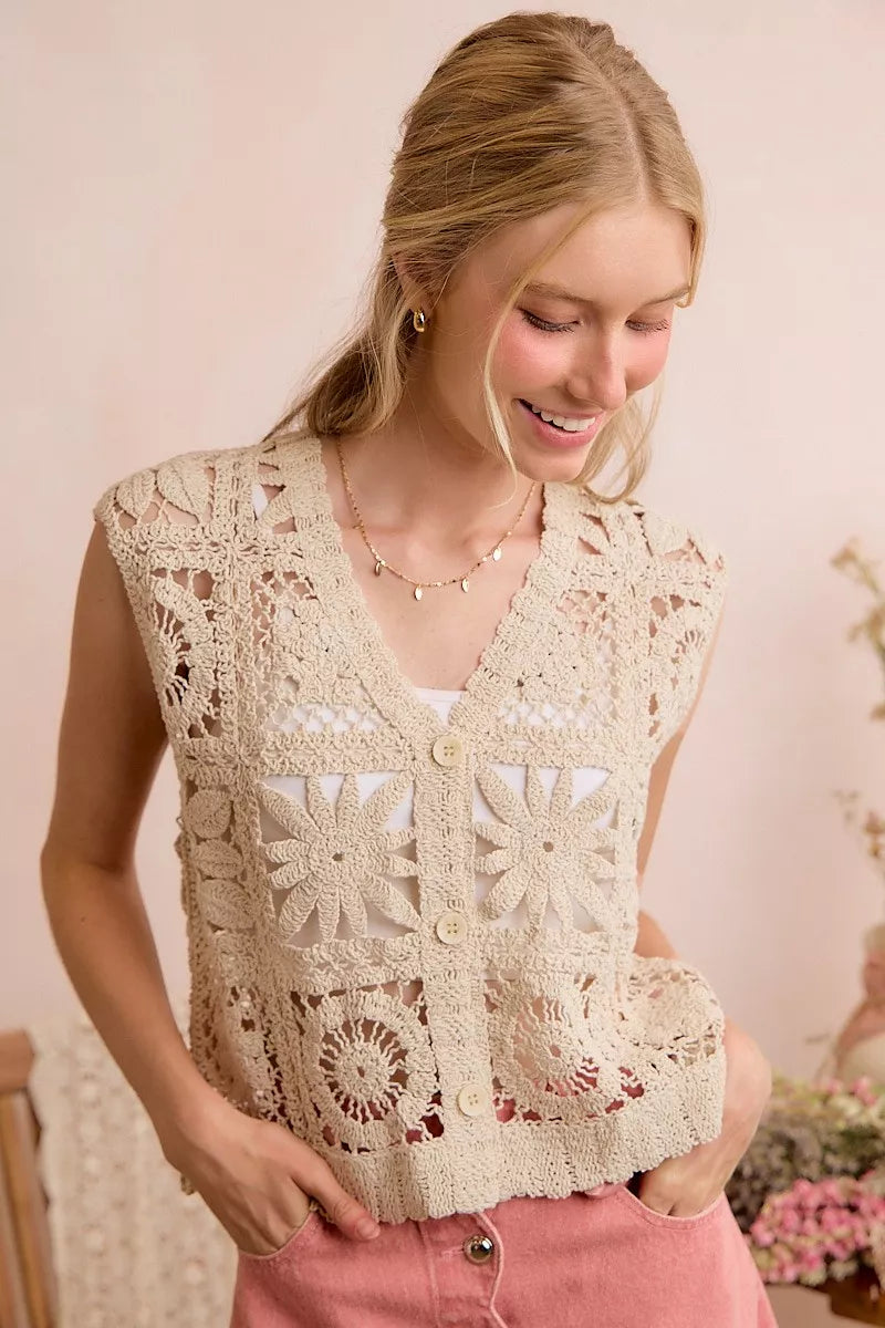 Summer Crochet Sleeveless Vest Top