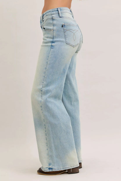 High Waist Column Straight Jeans - Side View