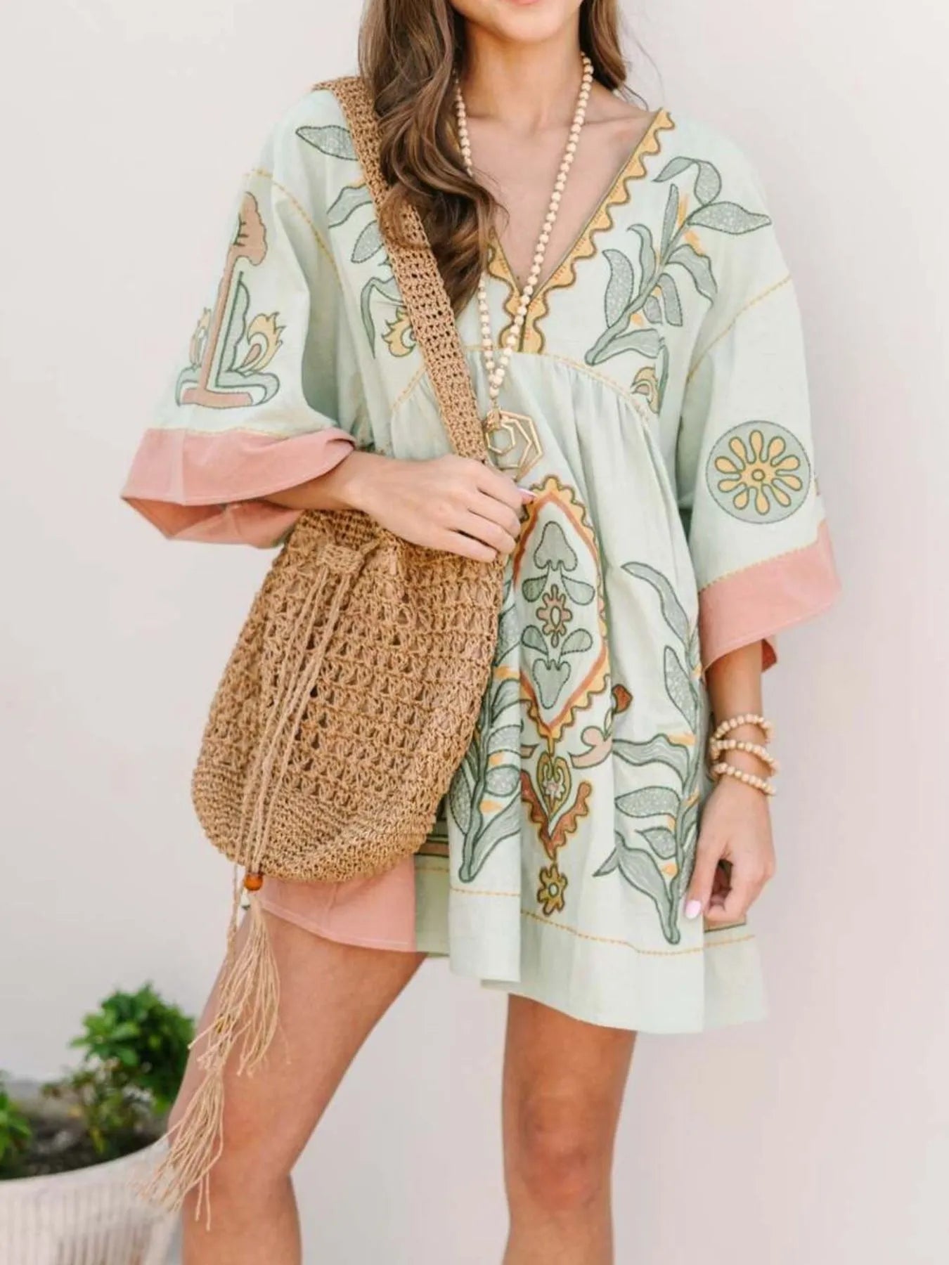 Boho Kimono Mini Dress