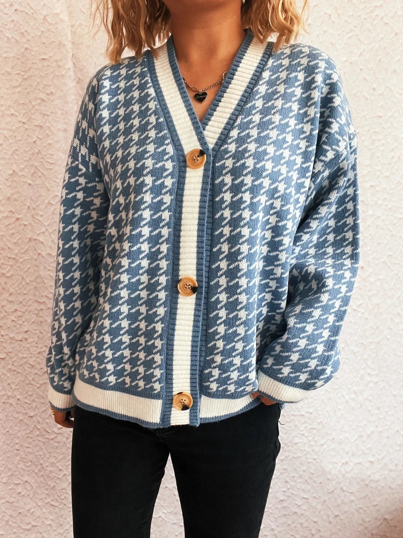 Houndstooth Oversized Cardigan