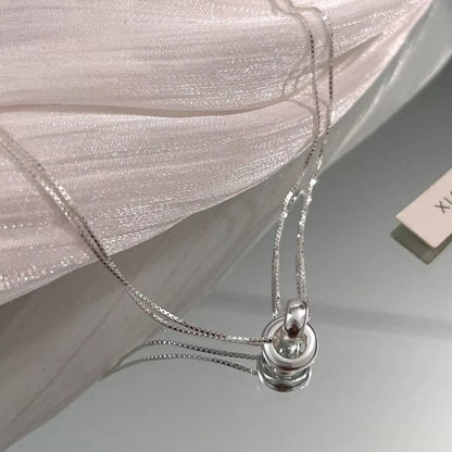 Double Strand 925 Sterling Silver Necklace - Side View