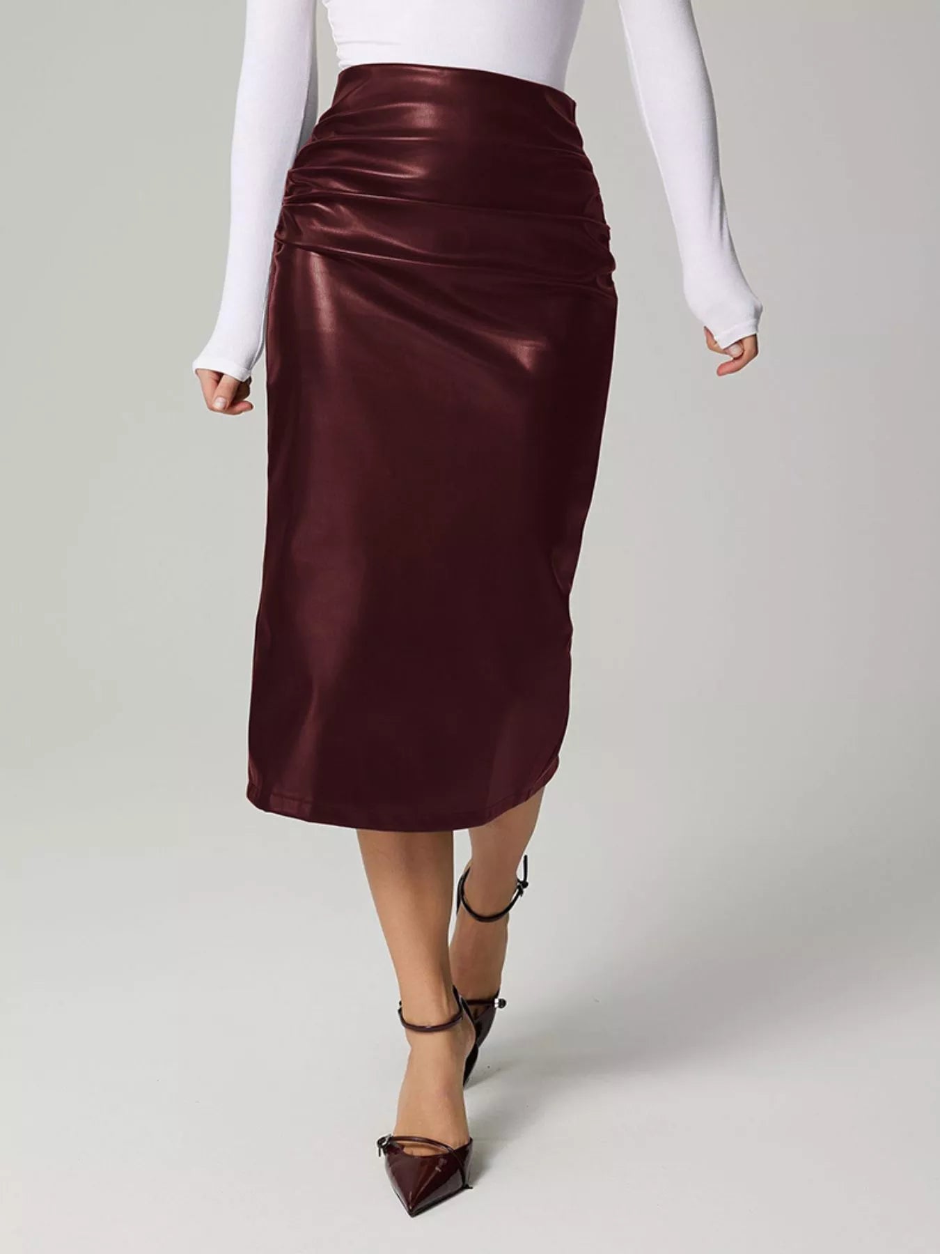 High-waisted Vegan Leather Skirt