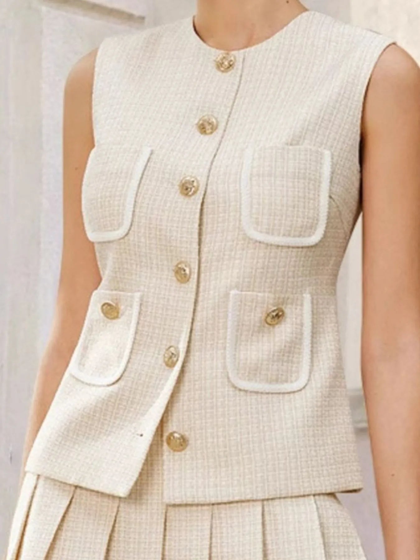 Polished Tweed Co-Ord with Pleated Skirt