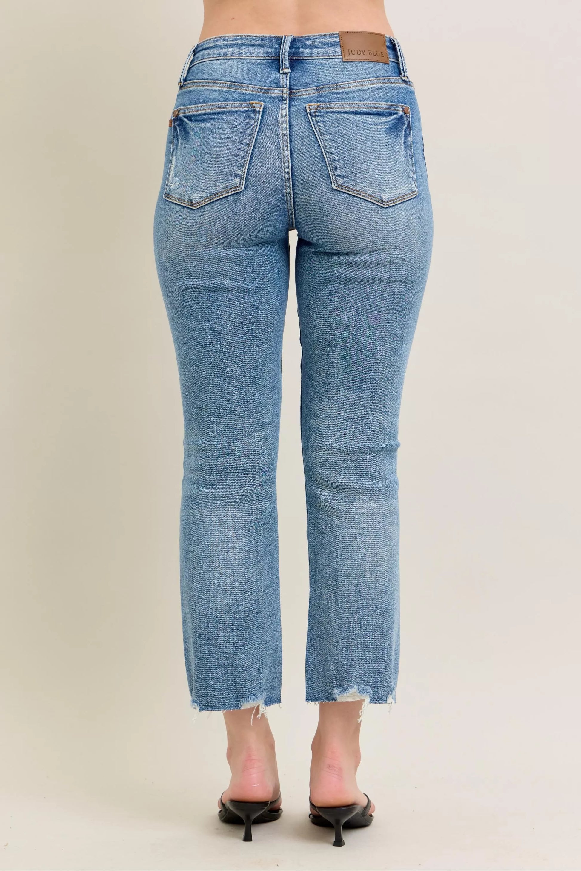 Judy Blue Mr Vintage Wash Destroy Hem Kick Flare Jeans - Detail View 4