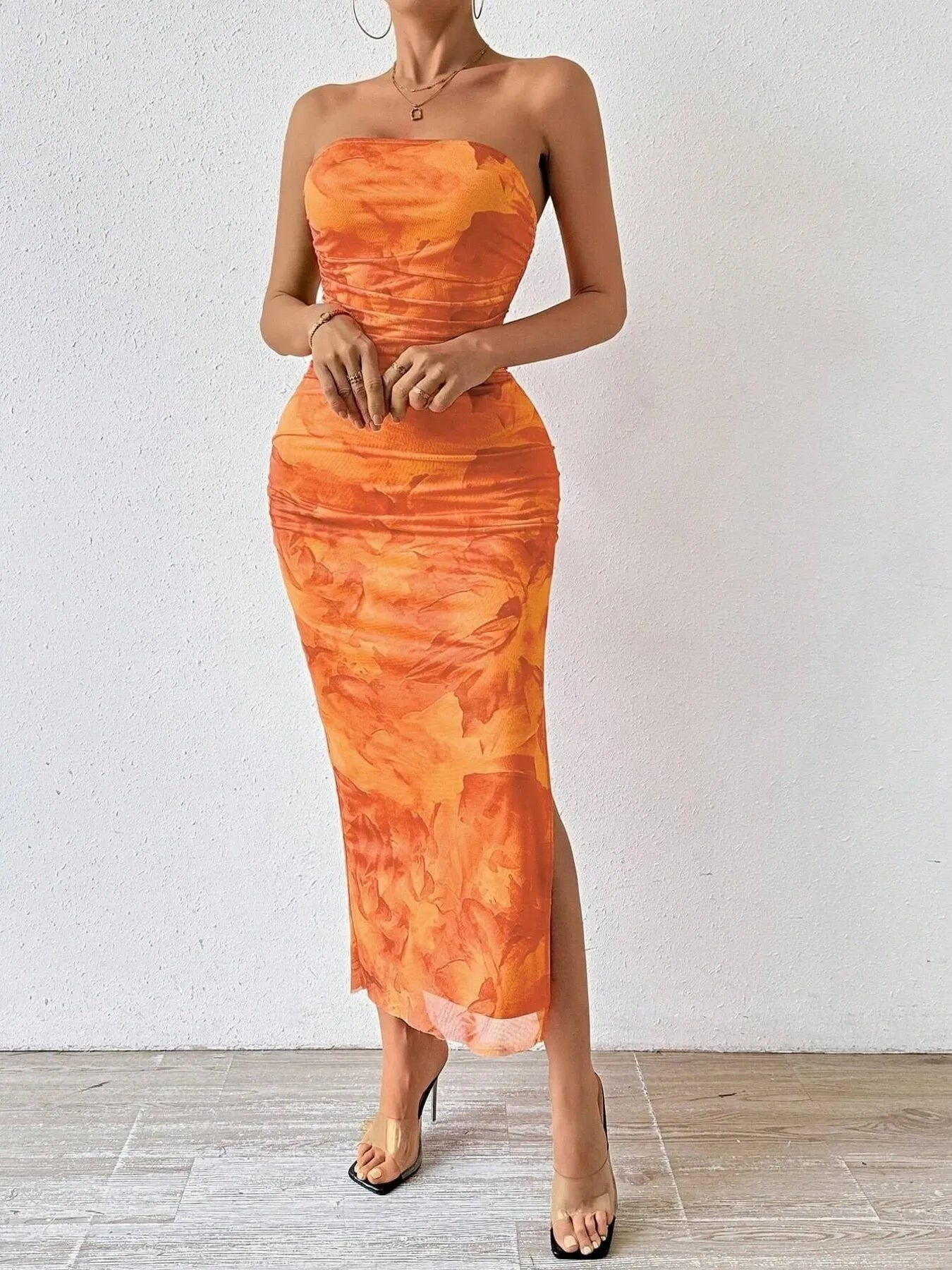 Vibrant Bodycon Tube Dress with Side Slit