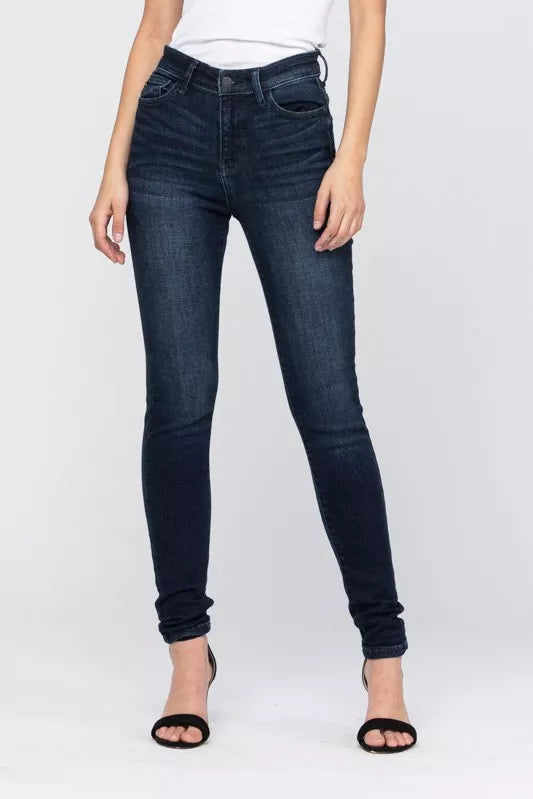 High Waist Dark Washed Skinny Jeans