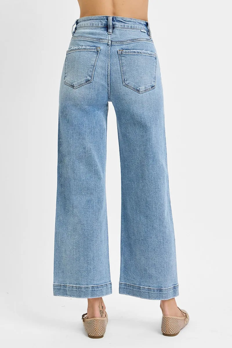 High Rise Crop Wide Leg Jeans