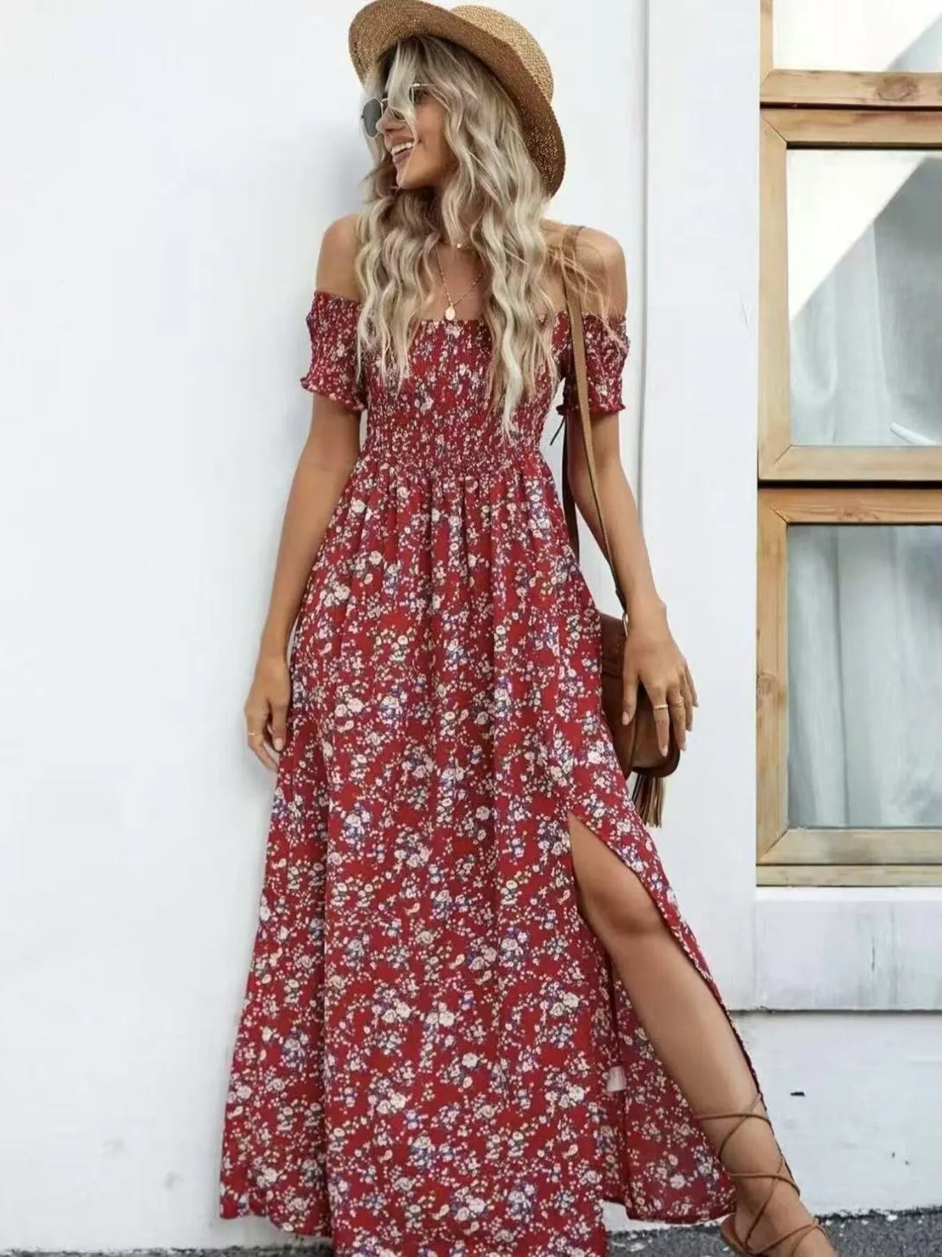 Off-Shoulder Floral Maxi Dress
