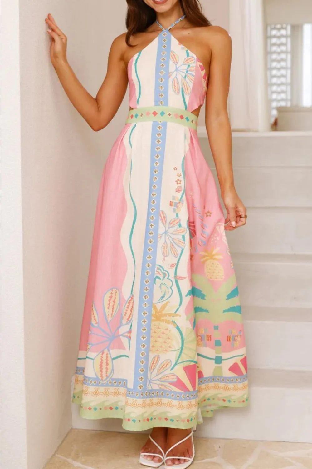 Perfect Palm Halter Dress