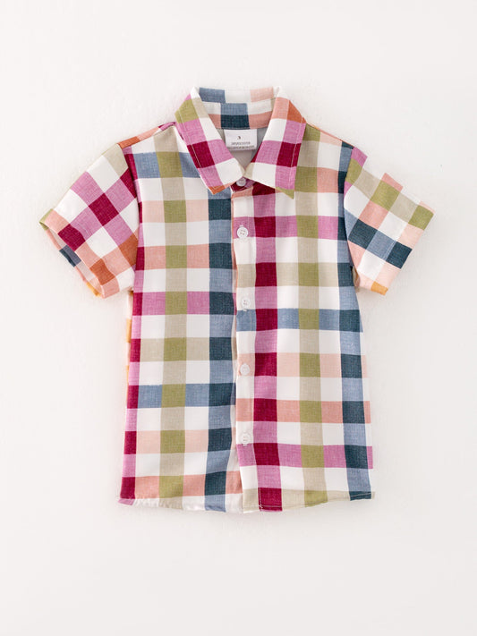 Boys Plaid Collared Shirt