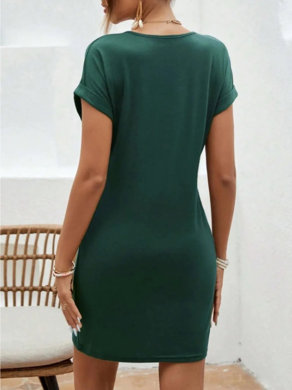 Rolled Sleeve Mini Tee Dress