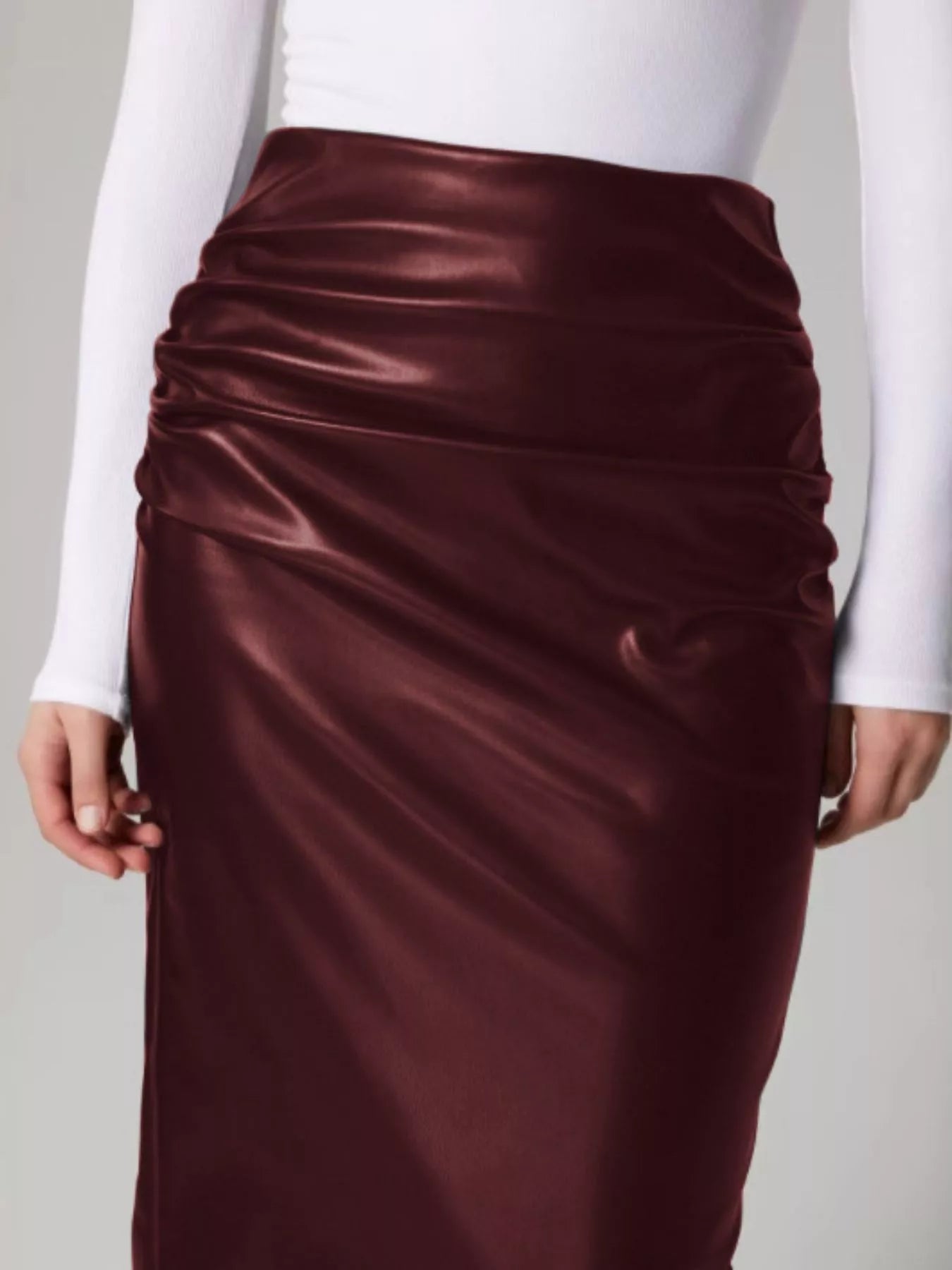 High-waisted Vegan Leather Skirt