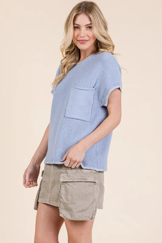 Cap Sleeve Knit Sweater
