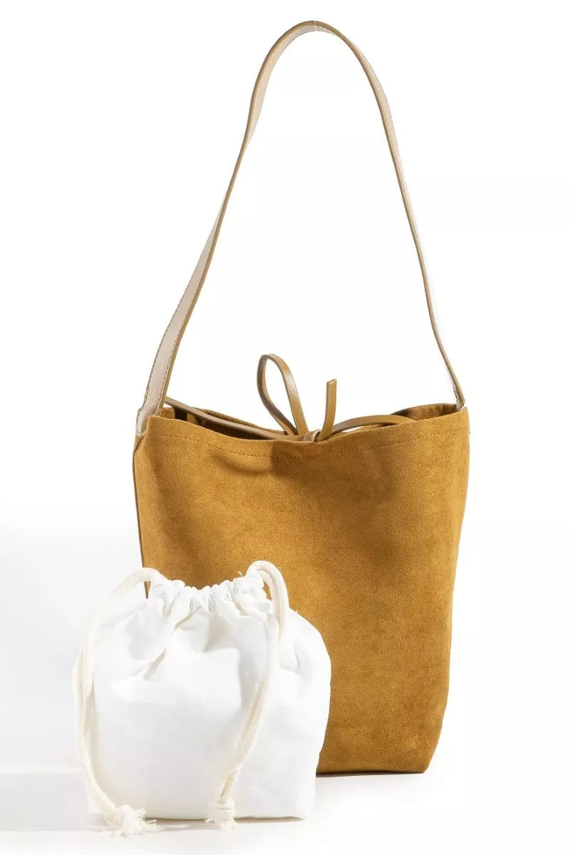 Faux Suede Bucket Bag