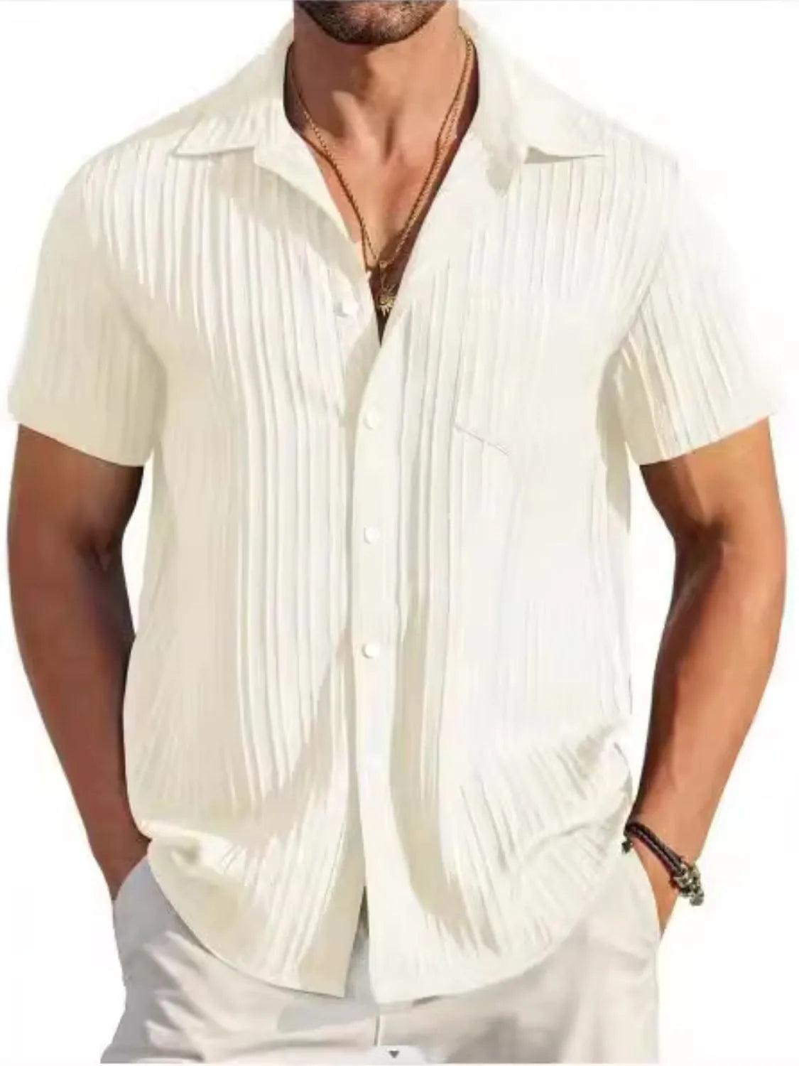 Men's Breezy Button-Up Short Sleeve Shirt