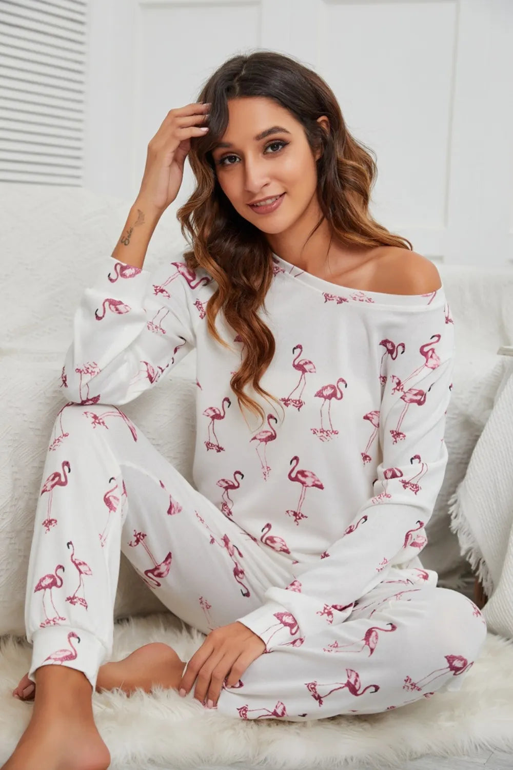 Flamingo Print Pajama Set