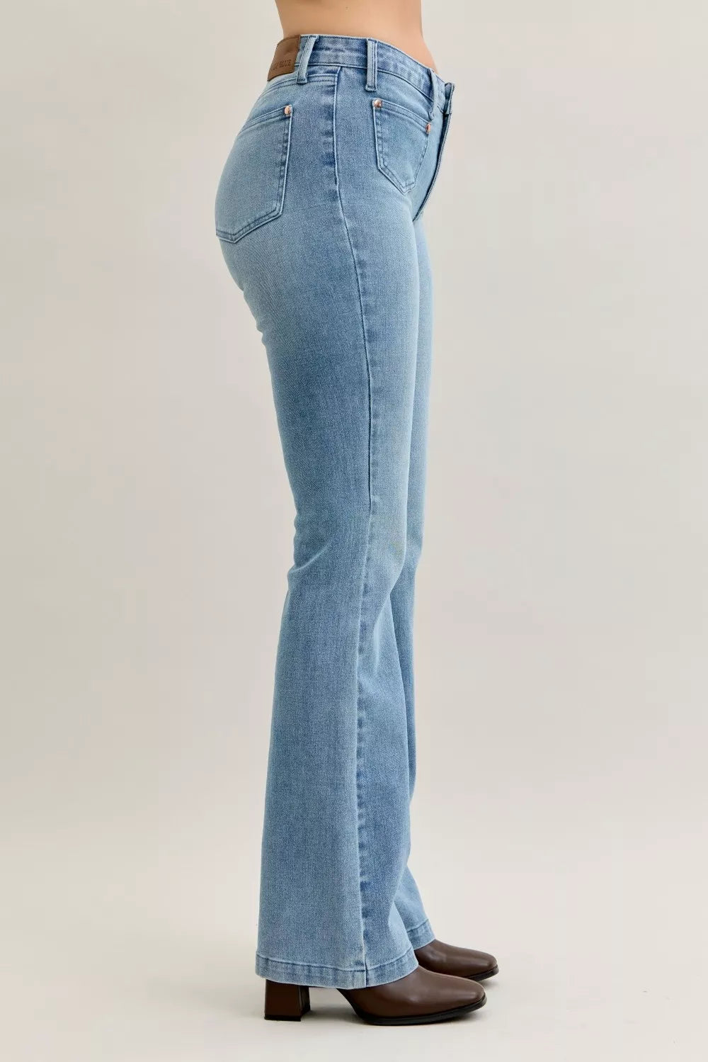 Mid-Rise Bootcut Jeans with Contrast Wash