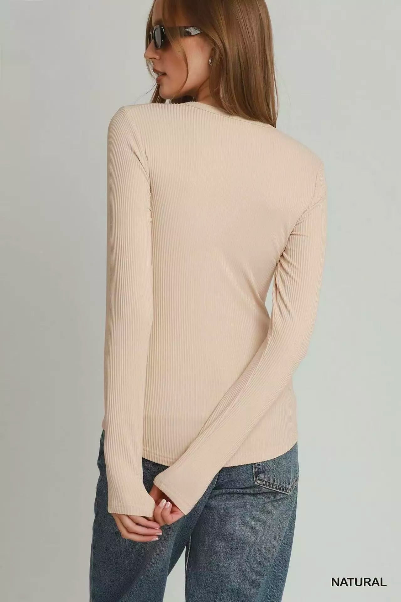 Brushed Rib Long Sleeve Top