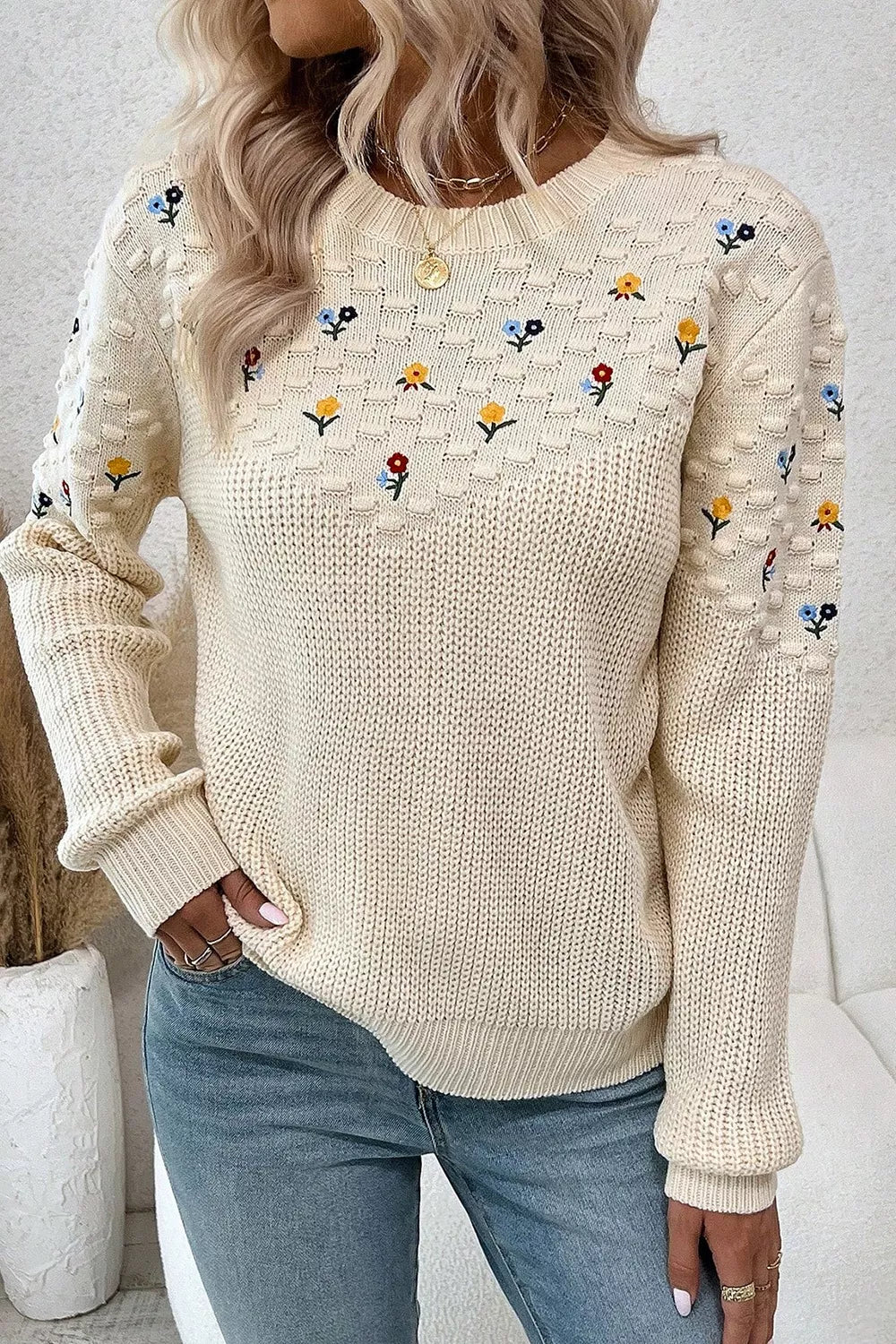 Soft Stitch Floral Sweater