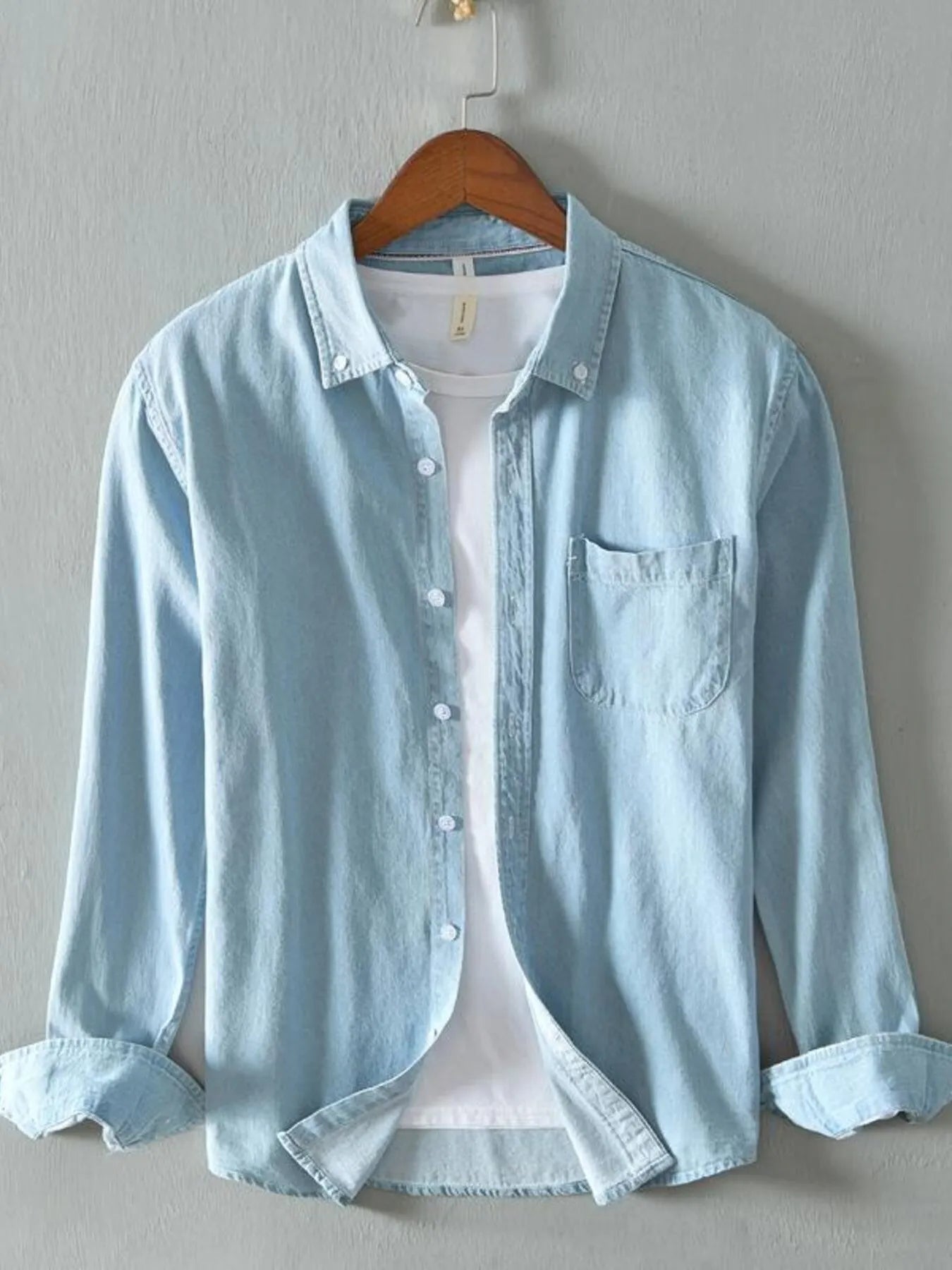 Men's Full Size Button Up Long Sleeve Denim Shirt Plus Size