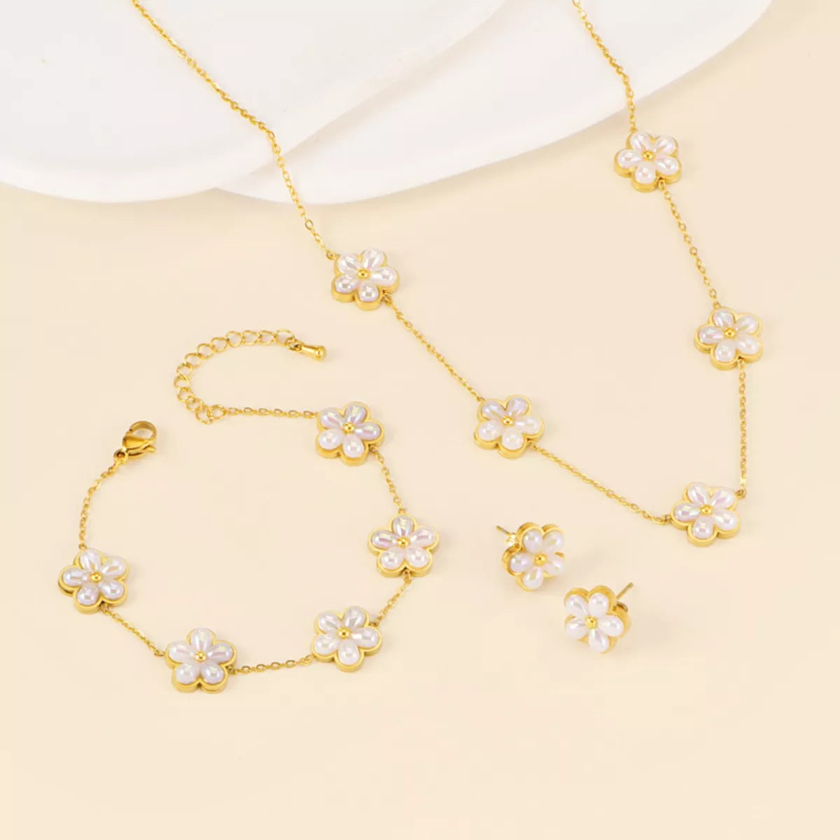 18K Gold-Plated Flower Jewelry Set
