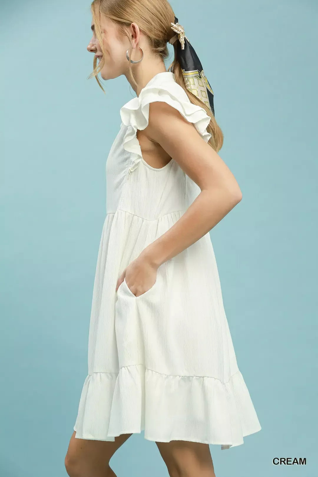 Ruffle Sleeve Babydoll Dress