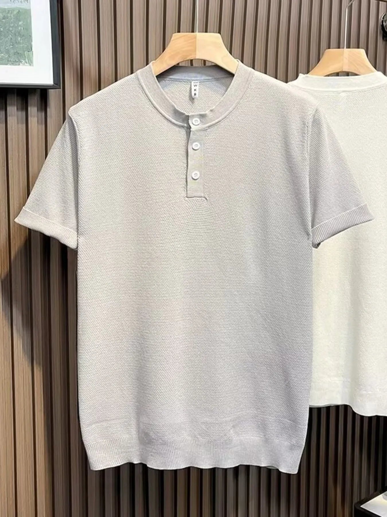 Men's Classic Short Sleeve Knit Top with Button Detail