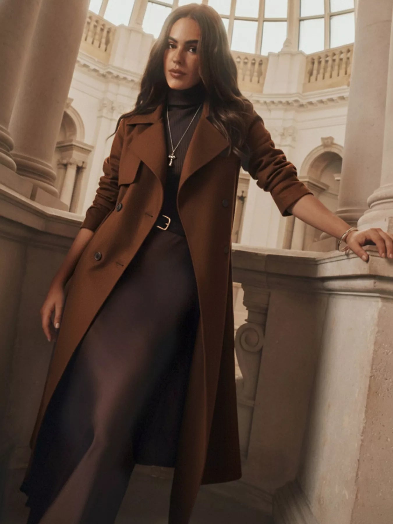 Lapel Collar Belted Overcoat