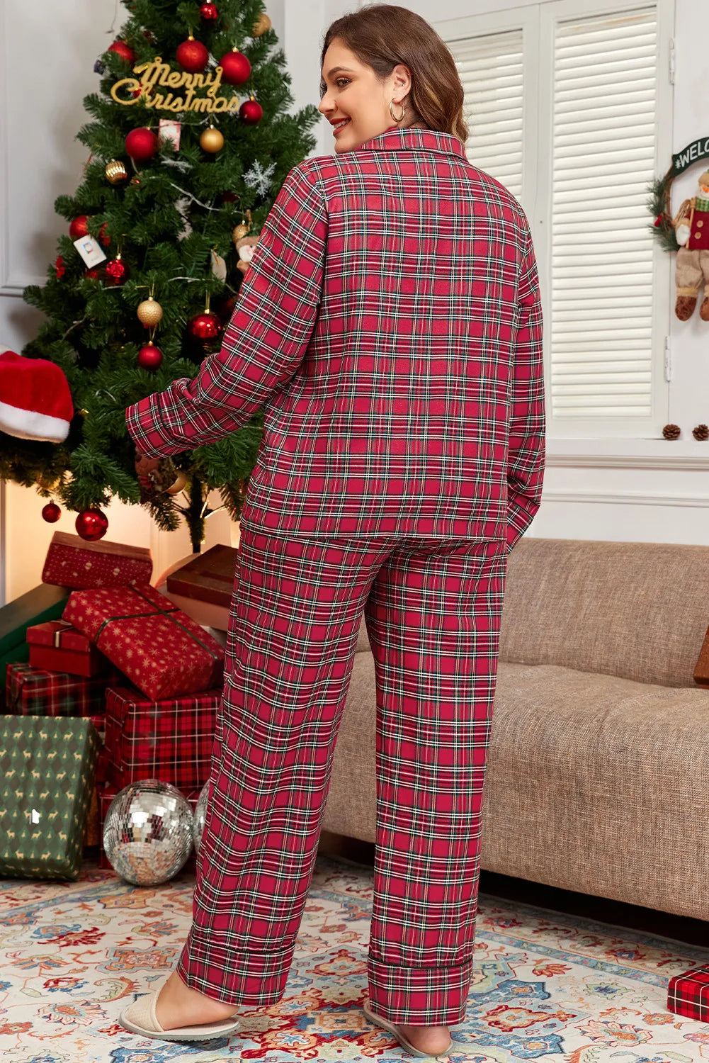Festive Plaid Pajama Set