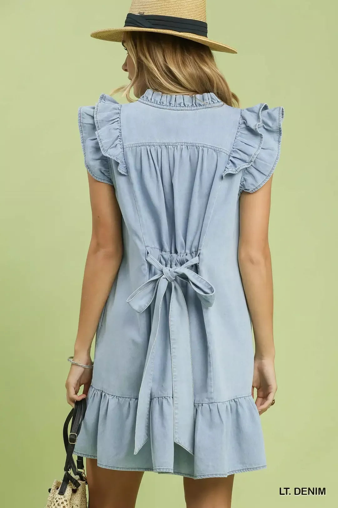 Chambray Ruffled Denim Dress