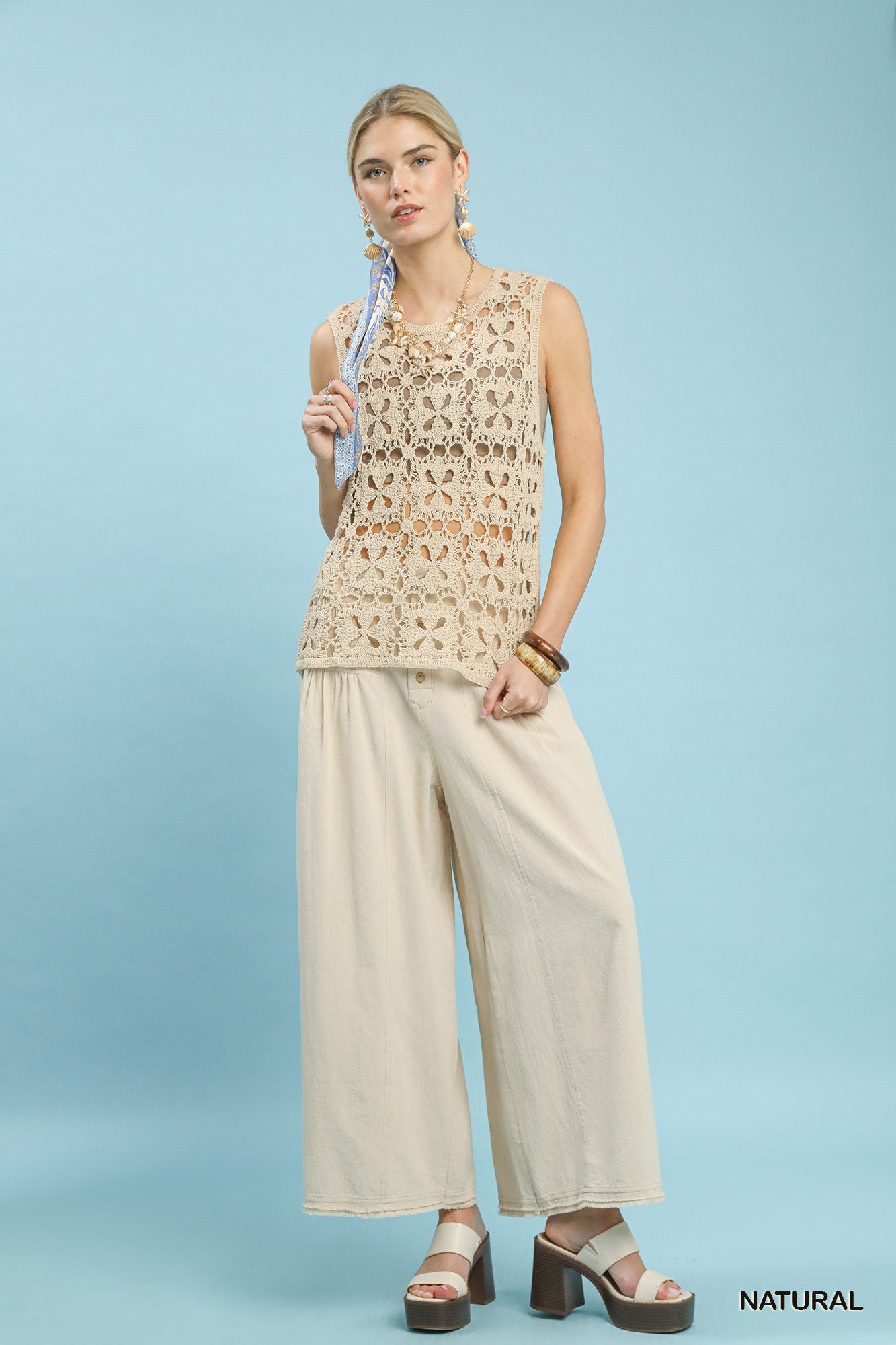 Openwork Crochet Flower Tank Top