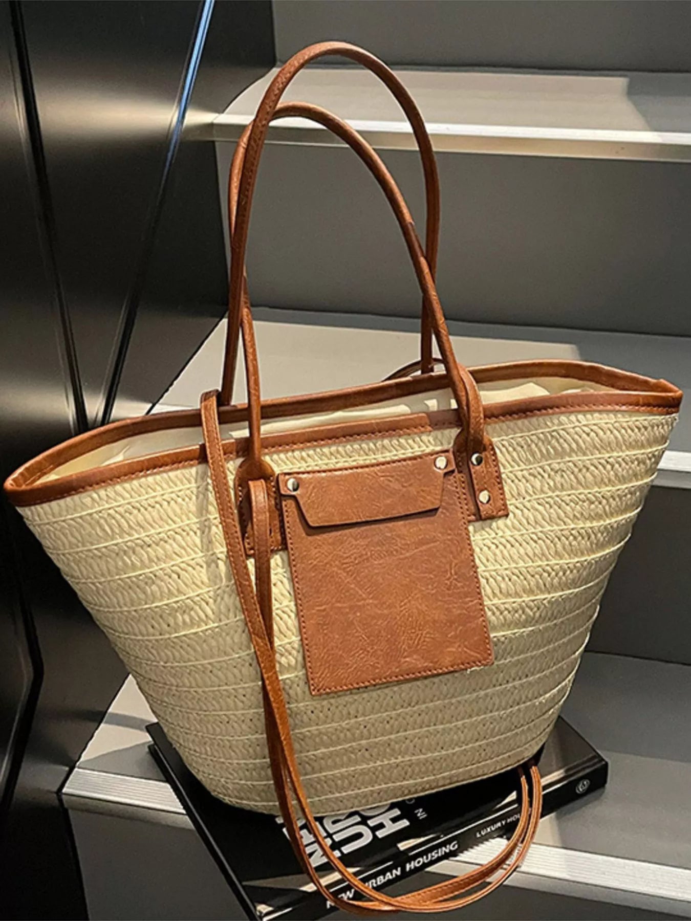 Woven Straw Tote Bag