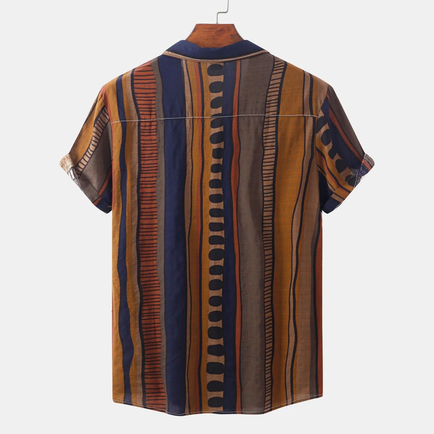 Men's Striped Short Sleeve Button-Up Shirt