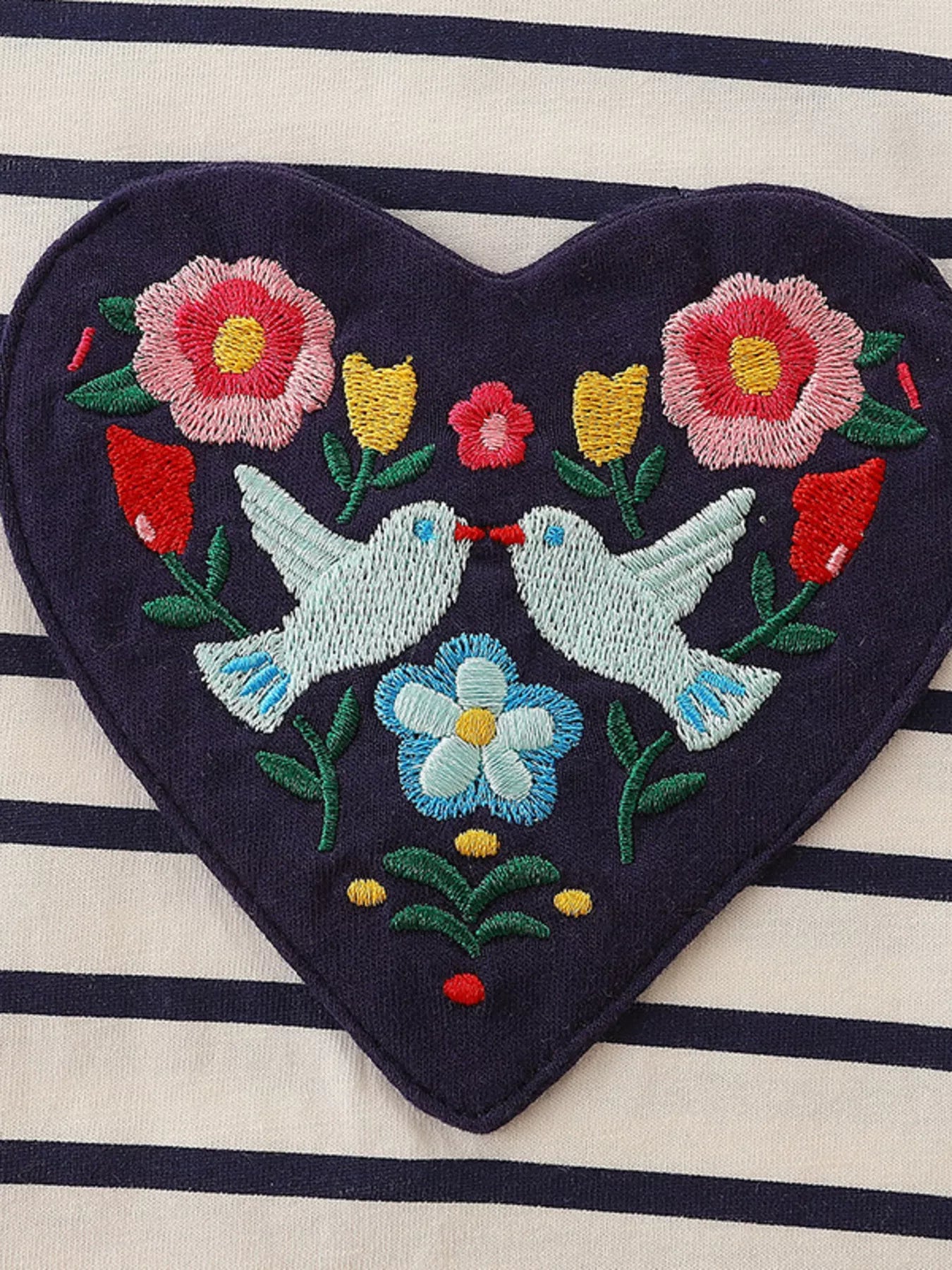 Classic Breton Dress with Embroidered Detail